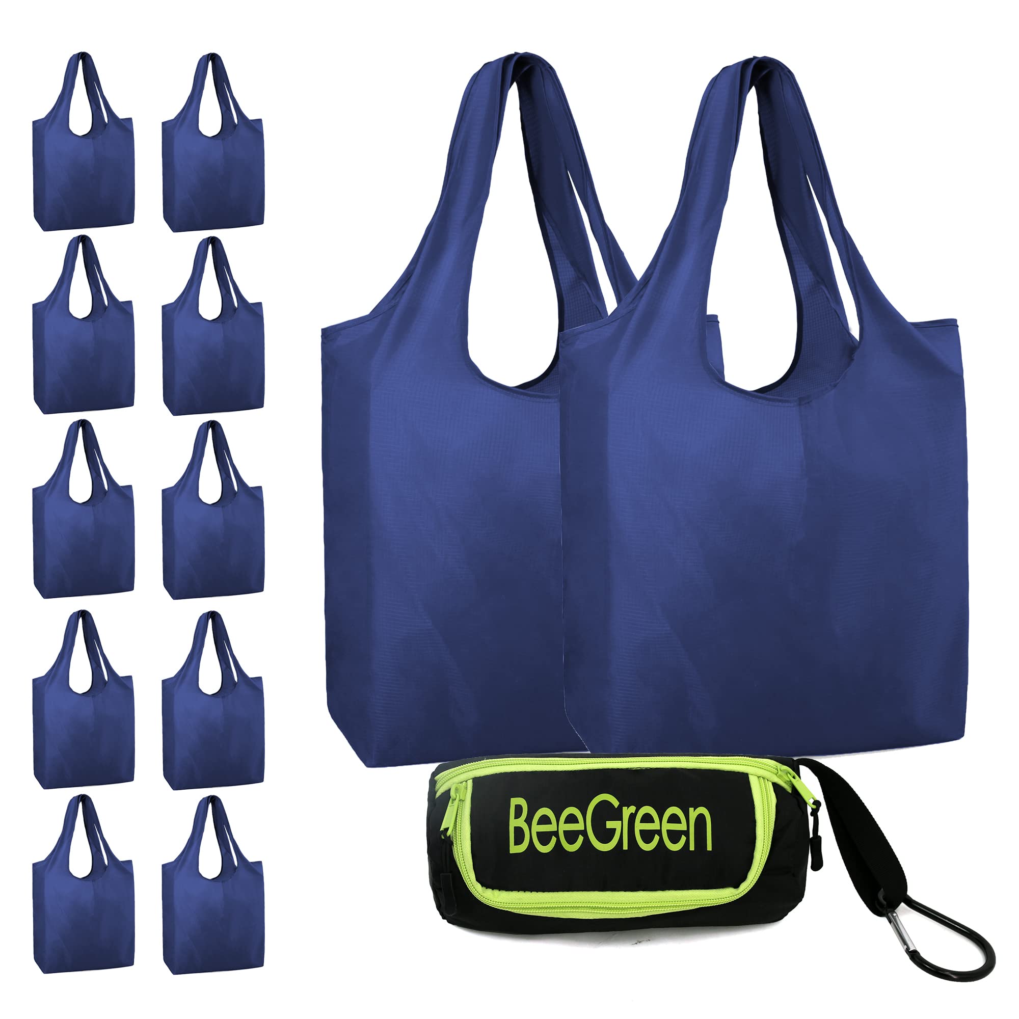 BeeGreen Navy Reusable Grocery Bags 12 Pack Bluk Reusable Shopping Bags For  Groceries Machine Washable Reusable Bags 50LBS Extra Large bulk tote bags