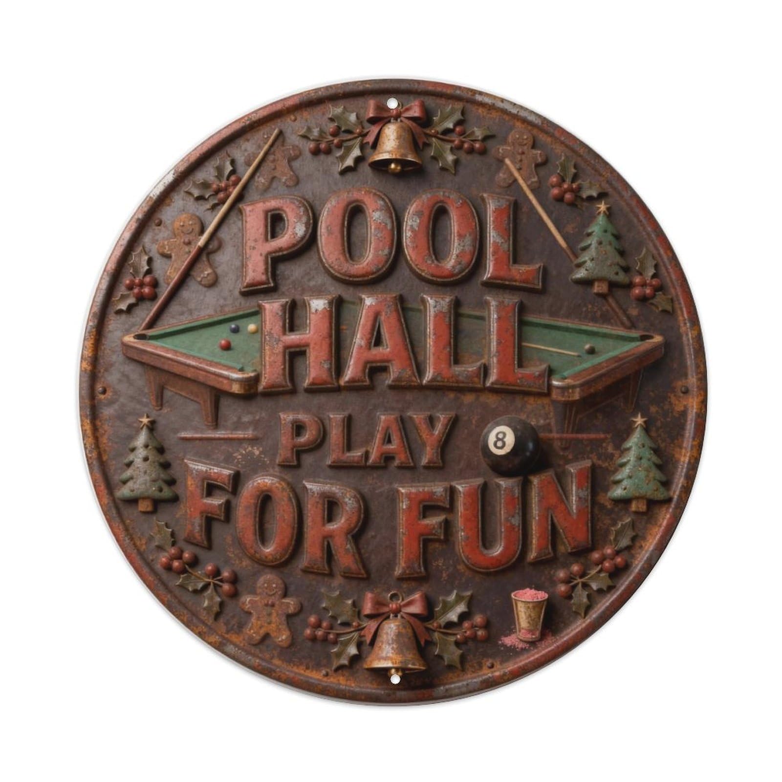POOL HALL PLAY FOR FUN Metal Tin Sign Plaque