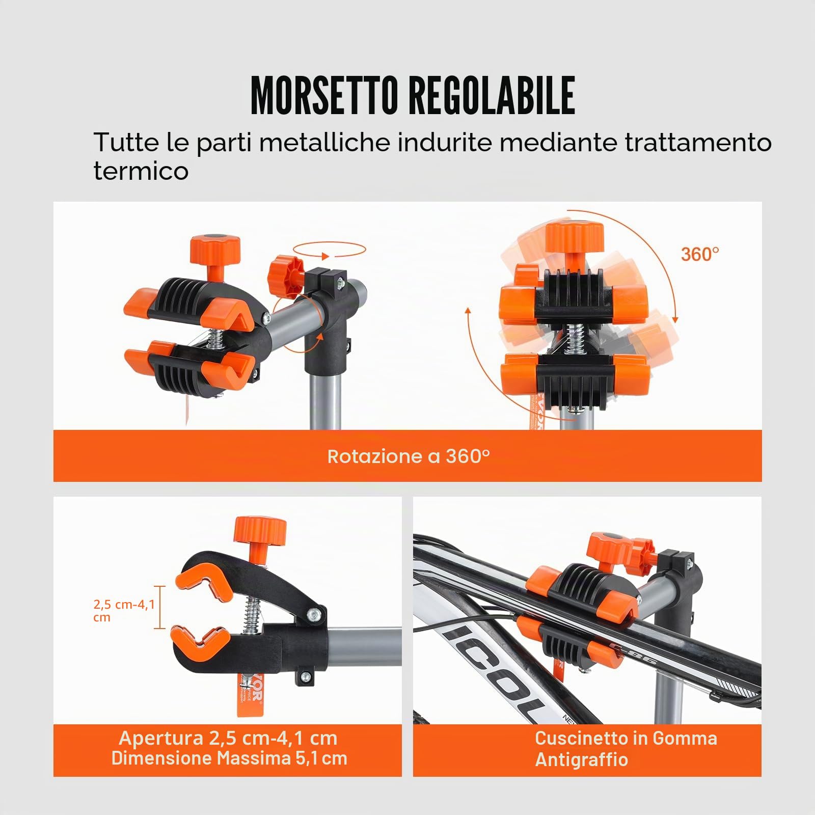 VEVOR Cavalletto di riparazione per biciclette, supporto di montaggio, 36,3 kg, 1079,5 – 1900 mm, altezza regolabile, quattro gambe