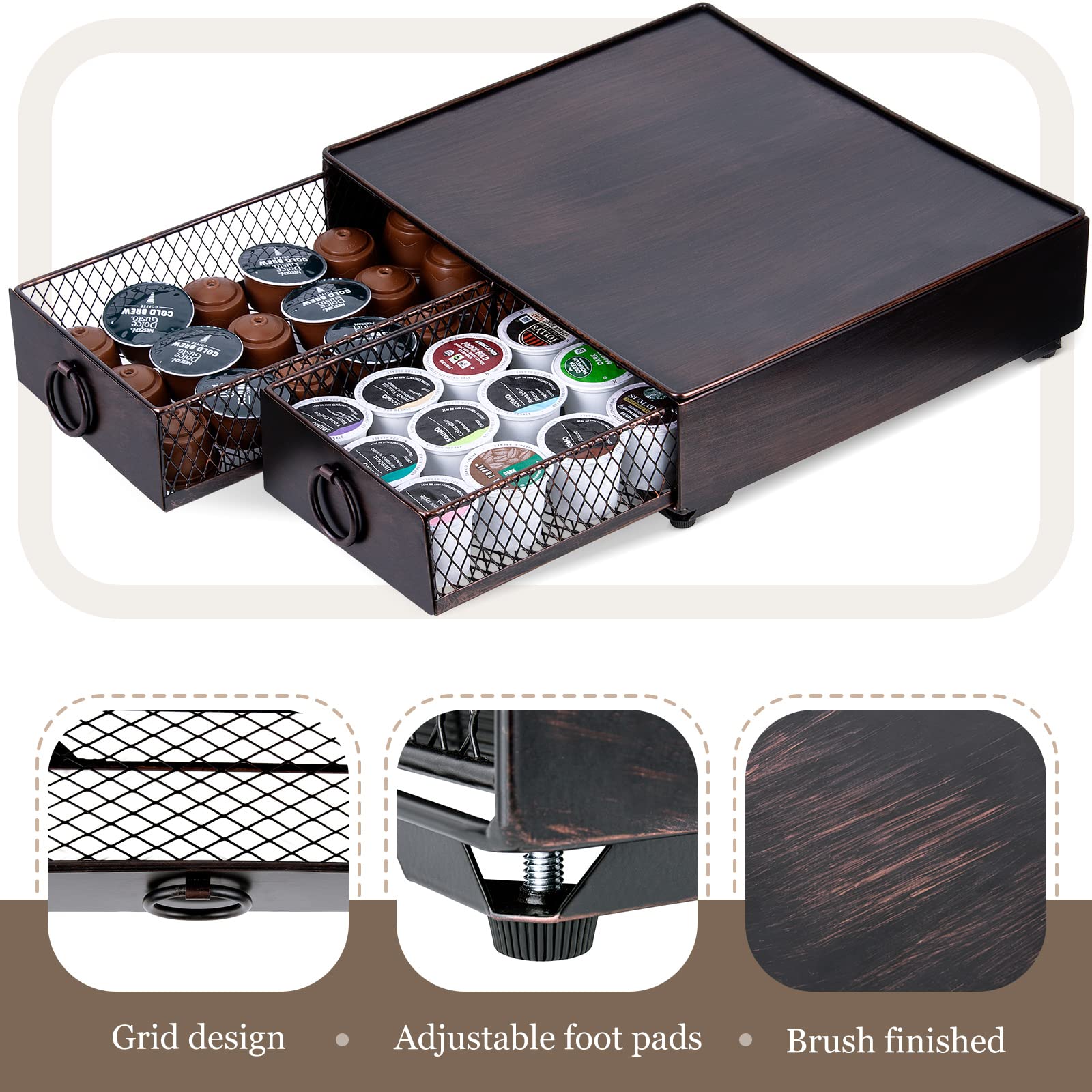 Porta Capsule Caffè In Metallo - 2 Cassetti, Compatibile Con Nespresso, Dolce Gusto - Foto 12