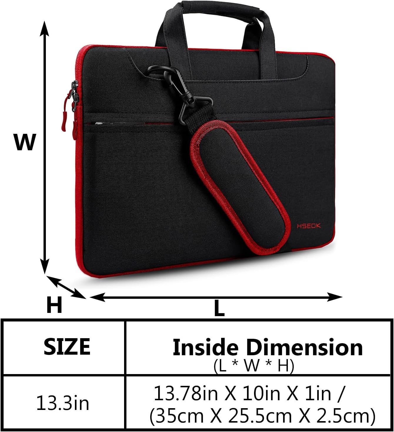 Laptop Shoulder Bag 13 13.3 14 Inch Case Compatible with MacBook Pro 14 2025-2021 M4/M3/M2/M1, Mac Air/pro 13-13.3 Inch and Most Popular 13-14 Notebooks,Spill-Resistant Briefcase,Black & Red - Image 3