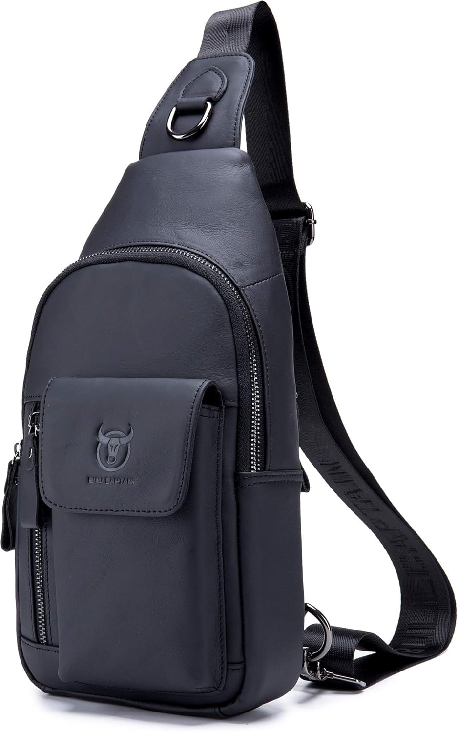 BULLCAPTAIN Genuine Leather Men Sling Bag Travel Crossbody Chest Bag Large Capacity Casual Hiking Daypack