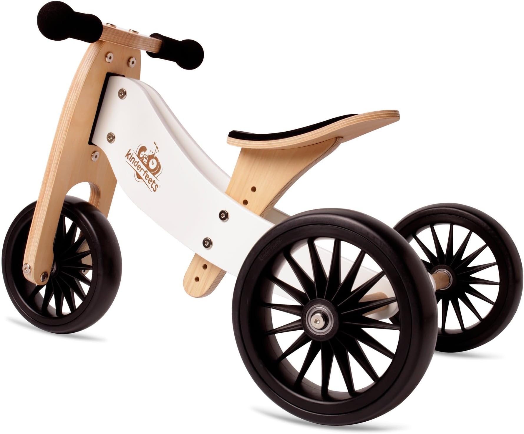 Kinderfeets Tiny Tot Plus wooden balance bike and trike - White