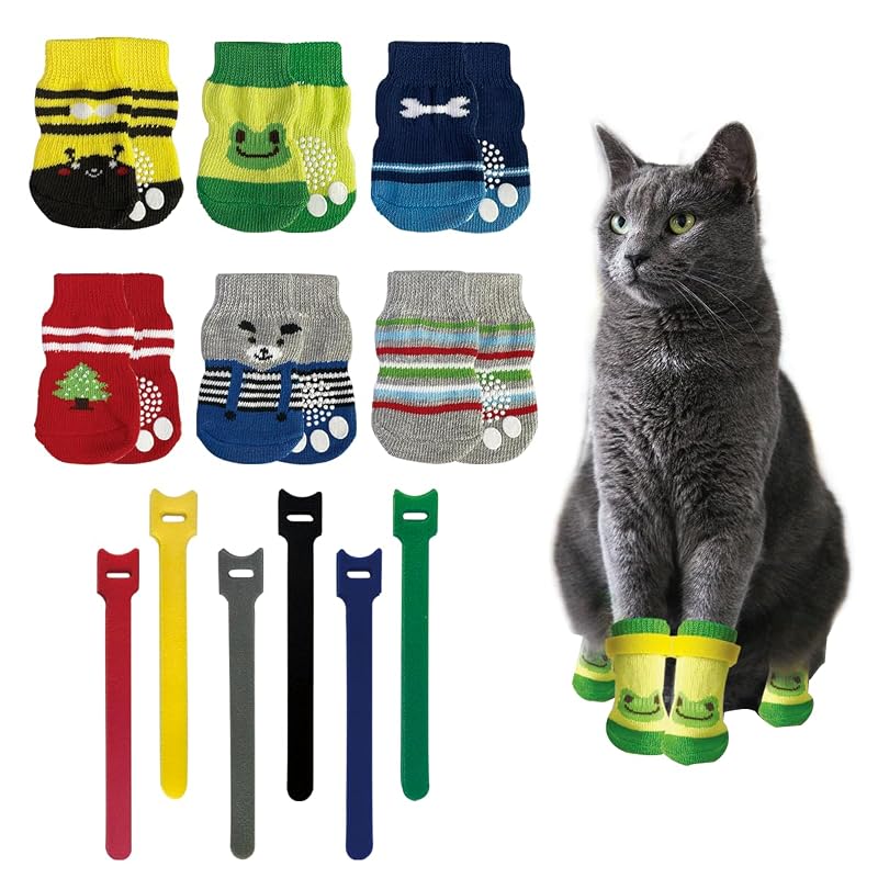 Luvas antiderrapantes para gatos em algodão GSYUWIH, pacote com 24, tamanho L