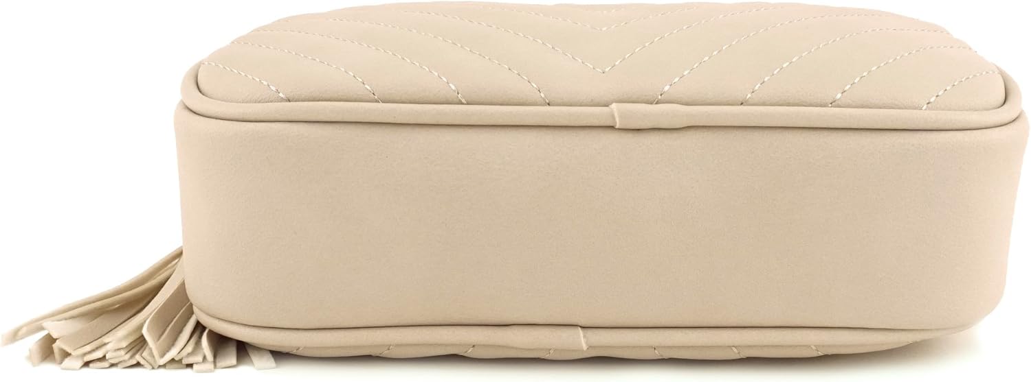 Simple Shoulder Crossbody Bag With Metal Chain Strap And Tassel Top Zipper