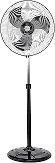 Almonard Aerostar Metal Pedestal Fan 450mm | High Speed | Full Copper Winding Motor with Overheat Protection | Aerodynamic Blades | Adjustable Height Standing Fan | 2 Year Warranty (Black)