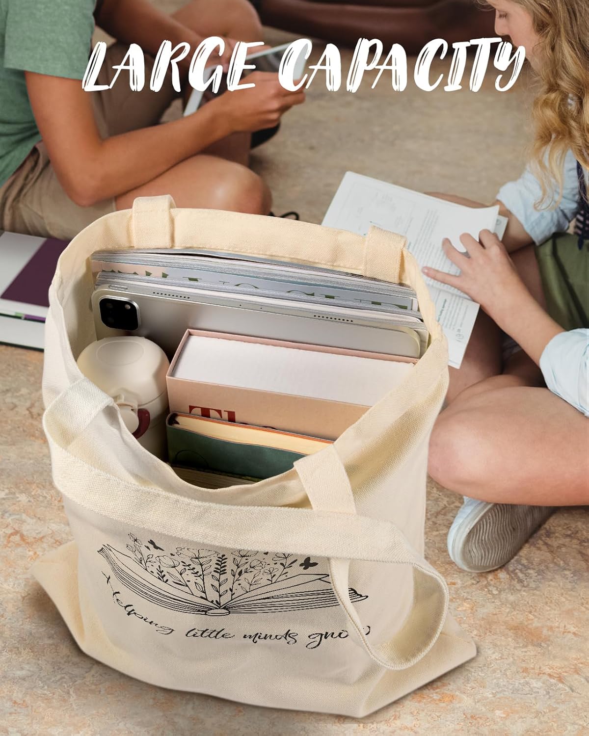 Teacher Tote Bag - Aesthetic Cute Women Canvas Tote Bag Teacher Appreciation Resuable Shoulder Bag for Daily - Image 3