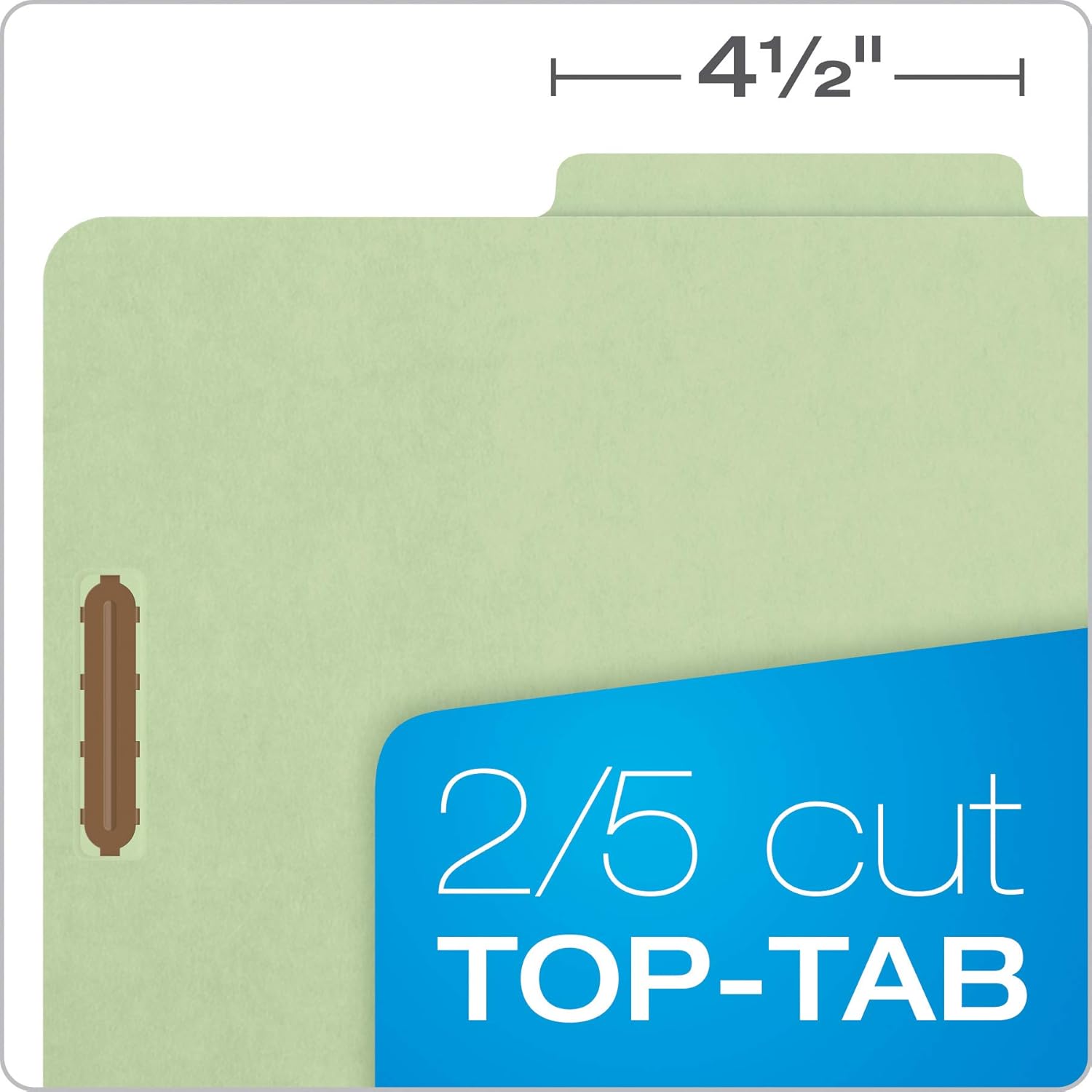 Pendaflex Recycled Classification File Folders, 1 Divider, 2" Embedded Fasteners, 2/5 Tab Cut, Letter Size, Light Green, Box of 10 (23776R)