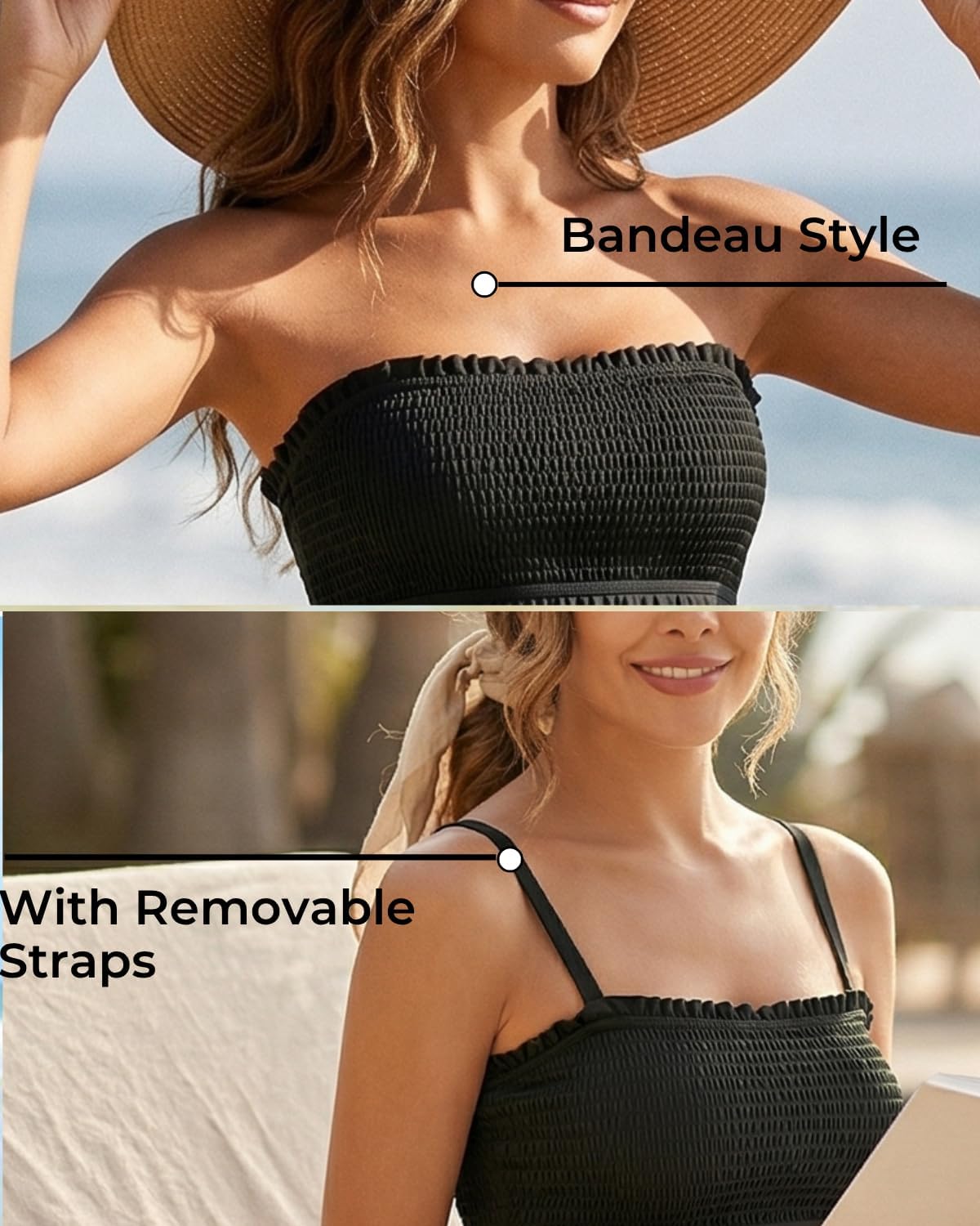 Tankini Swim Tops for Women - Bathing Suit Top No Bottom 2025 Bandeau Swimsuit Tops
