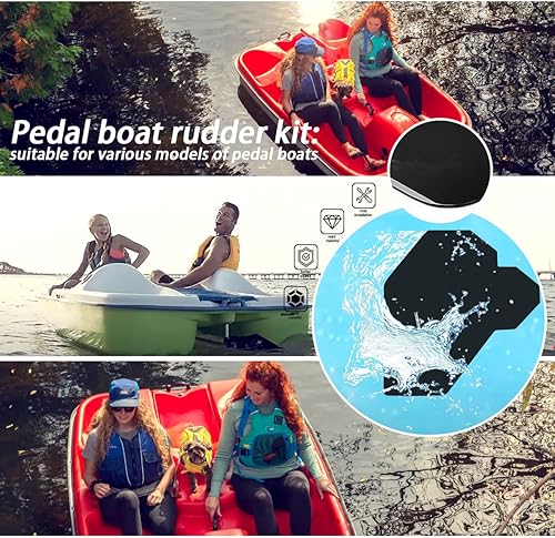 Miniatura 5 de XTPTFABS Kit de timón de barco de remo de agua compatible con muchos botes de pedal de 3 o 5 plazas, se adapta a Aquatoy, embarcaciones acuáticas de