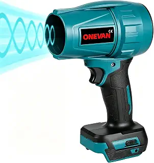 ONEVAN ブロワー 洗車 エアブロワー 電動 エアダスター 小型 電気エアダスター ブラシレスモーター 60m/s 超強力 120000rpm ジェットドライブロワー ターボジェットファン ブロワー ジェットドライブロワー ハンディブロワー 高速回転 高耐損性 高温耐性 コードレス 機械掃除/キーボード/エアコン/洗車/キャンプ/アウトドア (青い, 本体+バッテリーなし)