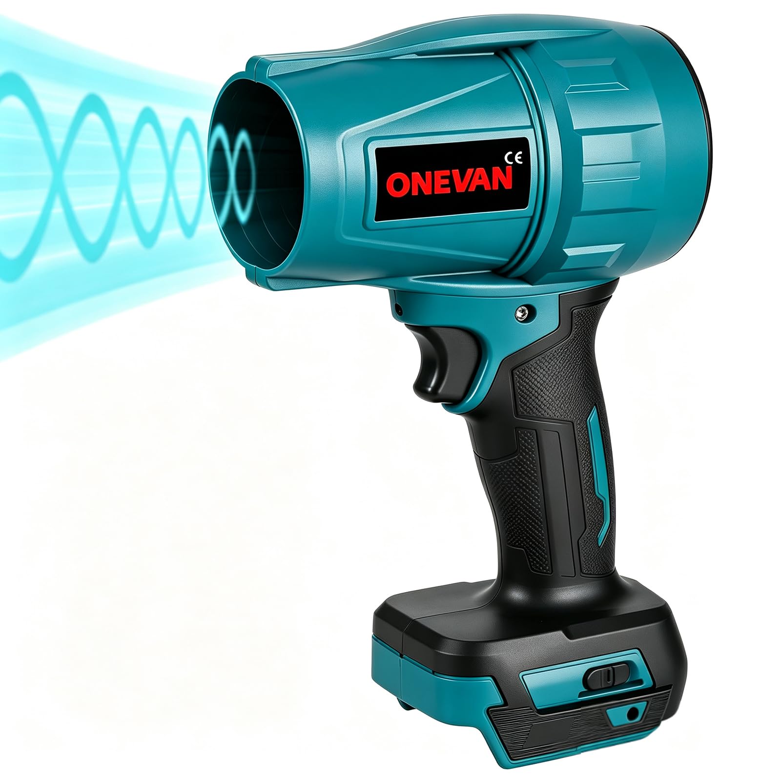 ONEVAN ブロワー 洗車 エアブロワー 電動 エアダスター 小型 電気エアダスター ブラシレスモーター 60m/s 超強力 120000rpm ジェットドライブロワー ターボジェットファン ブロワー ジェットドライブロワー ハンディブロワー 高速回転 高耐損性 高温耐性 コードレス 機械掃除/キーボード/エアコン/洗車/キャンプ/アウトドア (青い, 本体+バッテリーなし)