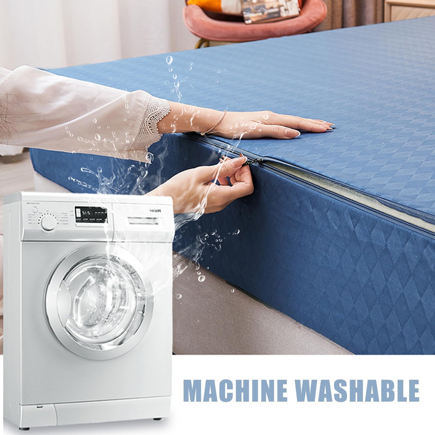 Yellow,90x200+10cm(Twin),LDLCYCN Mattress Protector Customizable with Zip Queen/King Size Zip Up Fitted Sheet 6-Side Fully Wrap Mattress Topper Breathable Mattress Encasement Cover Machine Washable