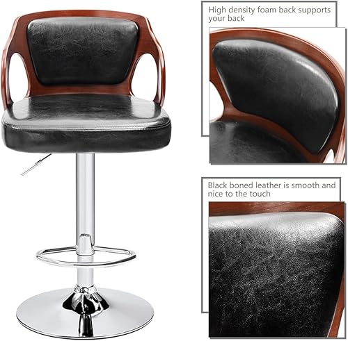 Miniatura 4 de Homall Bentwood Asientos de madera ajustables con respaldo bajo y asiento de vinilo negro para decoración del hogar cocina oficina extremadamente