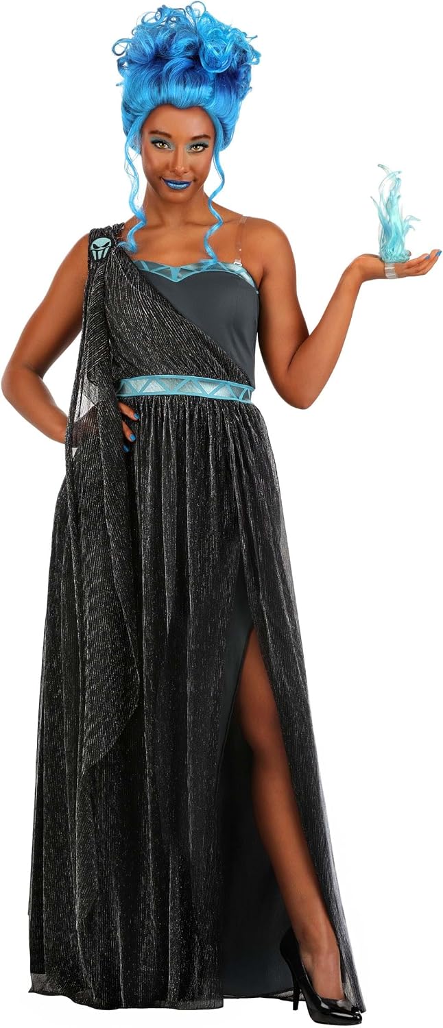 Women's Disney Hades Costume with Dress, Flame Wig, and Light-Up Wristband, Hercules Villain Outfit