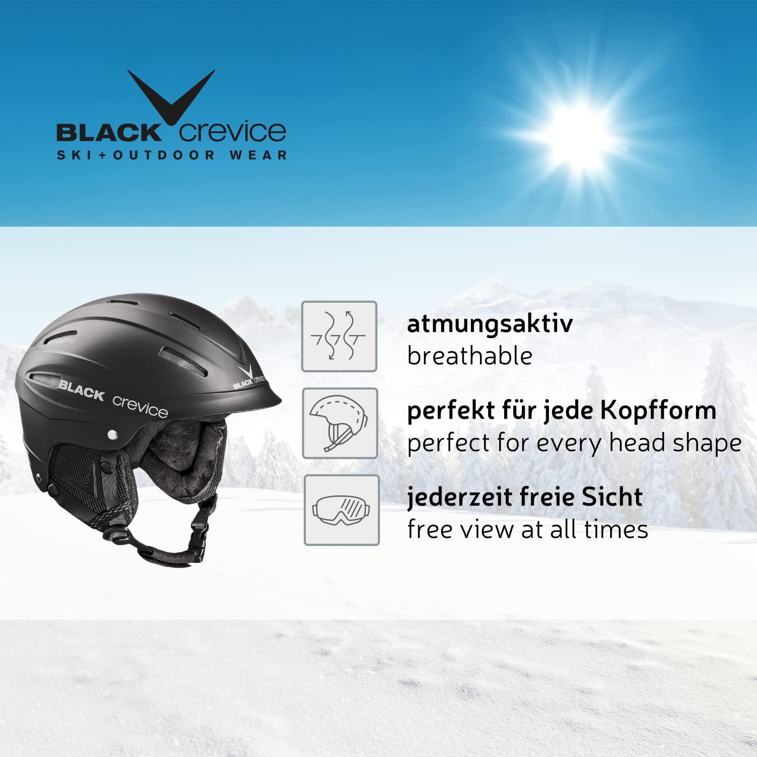BLACK CREVICE Ischgl Casco de esquí Prueba de Golpes Transpirable Tamaño Ajustable