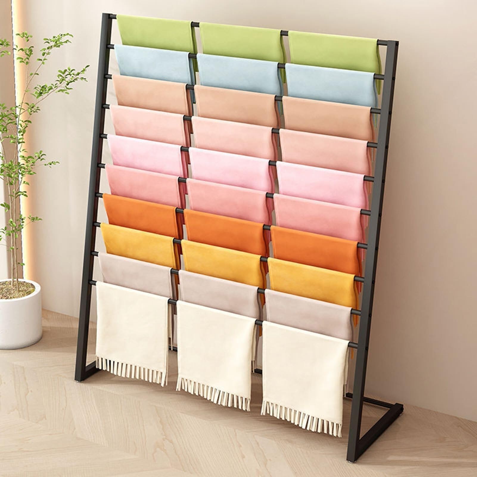 Personaliza lo que necesitas 10 barras de soporte para bufandas, bufandas de seda de pie de metal y soporte de exhibición para el cuello, estante comercial de hierro de metal (blanco, 80 x 40 x 145 cm