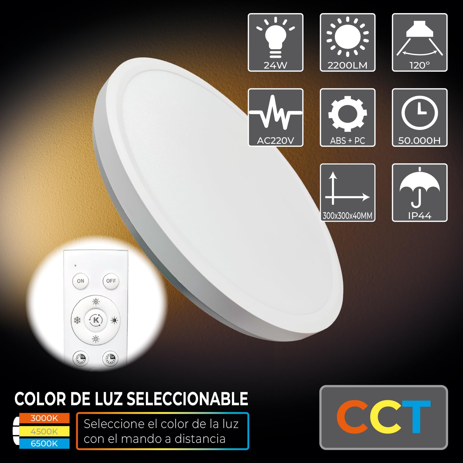 LED ATOMANT 2x Plafonnier LED Rond Bluetooth 30cm 24W CCT et Télécommande