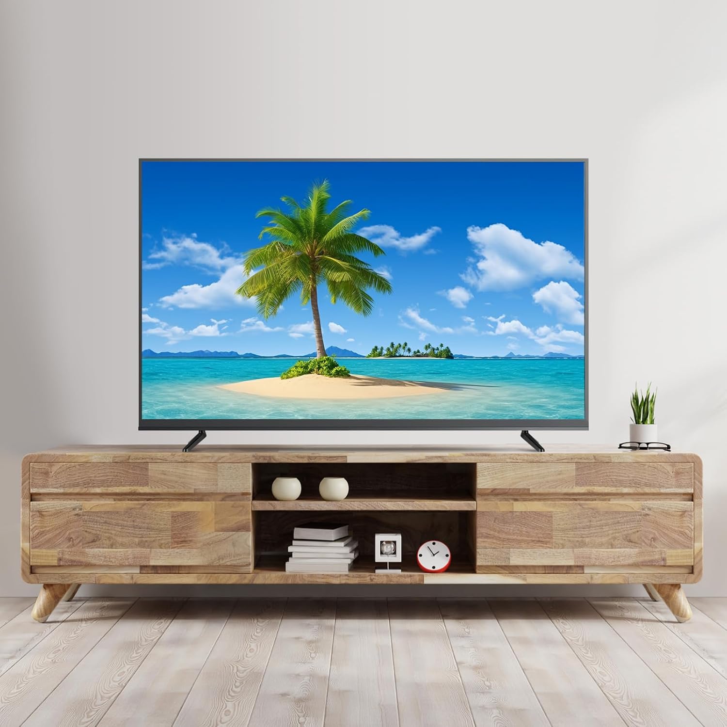 Ipetboom 2pcs Universal TV Stand - TV Legs for Screens to 32-55in Table Holder Stand Tabletop Mount with Screws and Spacers - Easy Installation Base Plastic Television Mounting Brackets Black