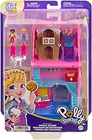 Vista 6 de Polly Pocket Pollyville Sweet Store Muñecas y juego de juguete, mini juguetes con 2 micro muñecas y 3 accesorios, HNB03