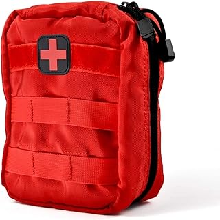Keenso Bolsa de primeiros socorros vazia, bolsa médica tática, EMT, mochila médica para viagem, acampamento, ciclismo, sobrevivência ao ar livre, primeiros socorros (vermelha) Bungee