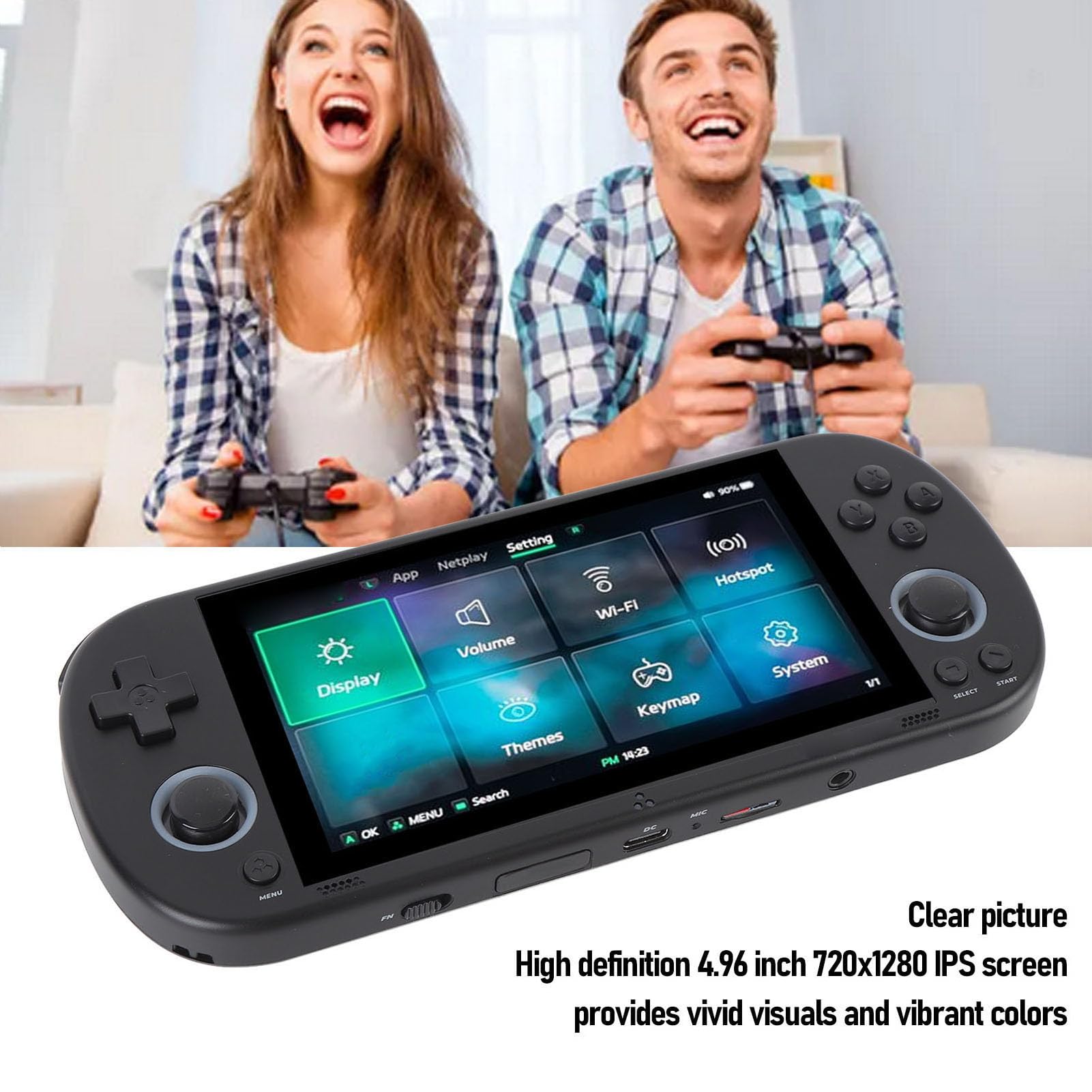 Sxhlseller 4,96 Pollici retrò -Game Portatile 64 GB VideoGa Console per Entusiastici retrò (Black)