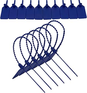 JAVIKA 1000pcs Plastic Tamper Seal, Cable Labels, Pull-Tite Security Seal, Zip Ties, Cord Labels for Luggage, Electronics, Cable Management, Fire Extinguisher Tags-(9.2 inch, Blue)