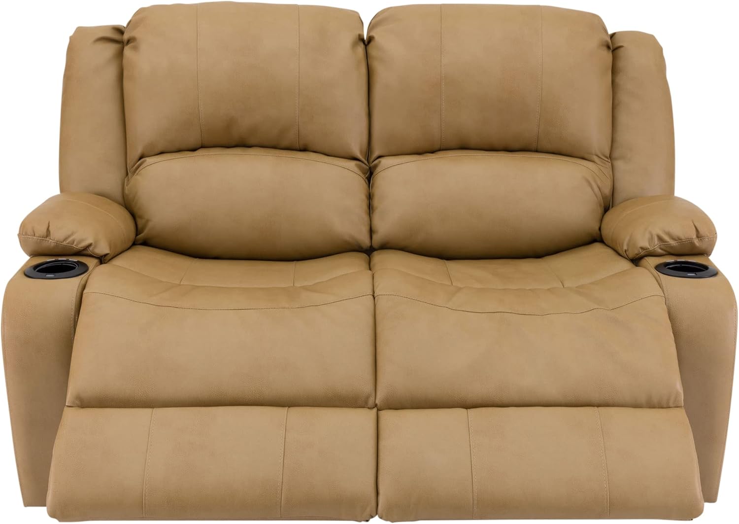 RecPro Charles 58" Powered Double RV Wall Hugger Recliner Sofa RV Loveseat with Upgraded 2023 Fabric (Toffee)