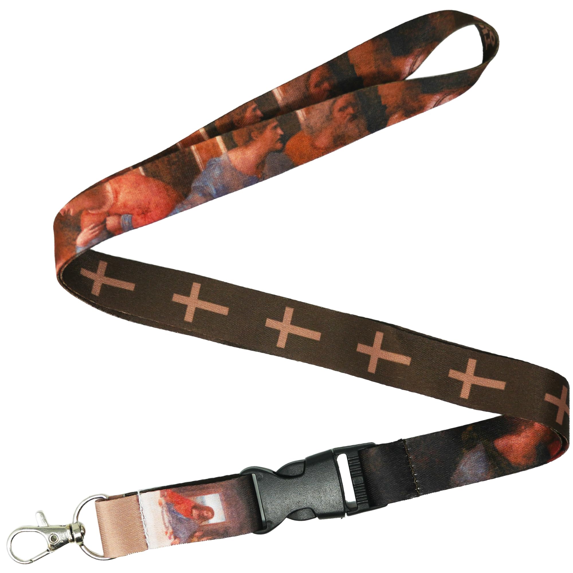 Tigoli The Last Supper Lanyard – Religious Art Design – 57cm Premium Polyester Neck Strap with Cross Pattern, Quick Release Buckle & Metal Hook for Keys, ID Cards & Passes – Christian Gift
