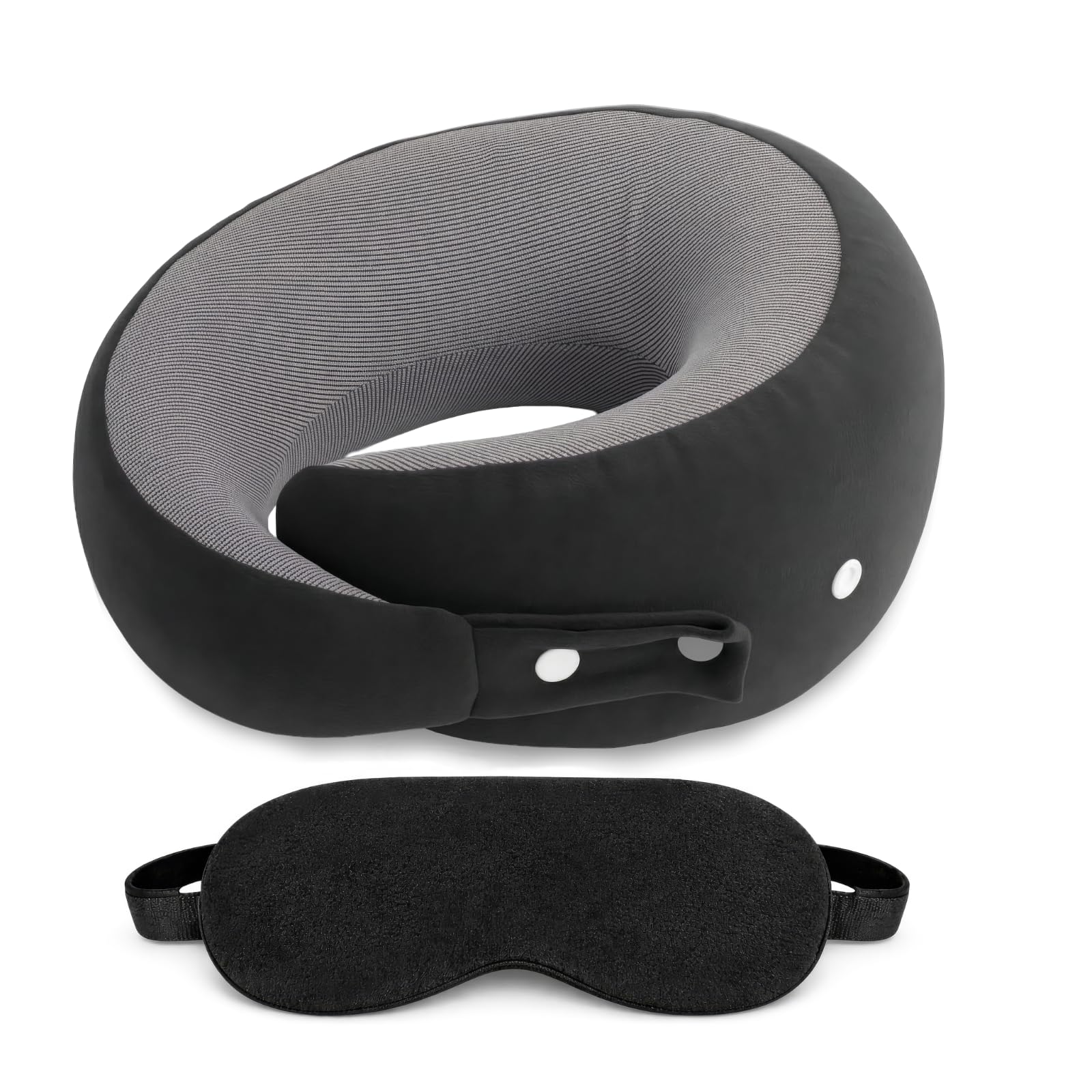 ARUNAVI Snail-Shaped Memory Foam Travel Neck Pillow | Ergonomic Support for Cervical and Neck Pain Relief | Orthopedic, Compact & Stylish for Airplane & Office Use - with Eye Mask | Black-image-18