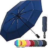 Windproof Compact Umbrellas for Rain - Strong Reinforced Fiberglass Rib Design & Auto Open & Close - Portable Folding Travel Umbrella - Lightweight & Packable for Women & Men, Easy Collapse