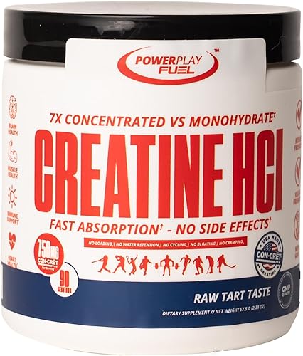 CREATINE HCl en polvo para hombres y mujeres, fuerza muscular, rendimiento cerebral, salud cardíaca y apoyo inmunológico, sabor agrio crudo, 90