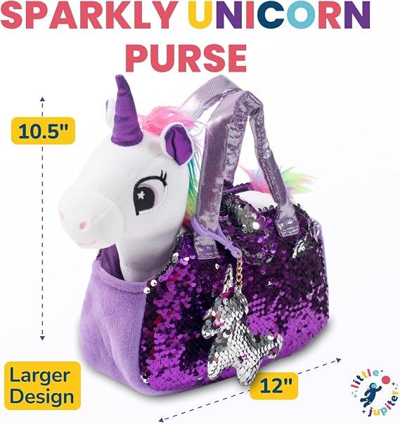 Little Jupiter Plush Pet Set with Handbag - Unicorn Toys - Unicorn Plush - Unicorn Gifts for Girls - Unicorn White Unicorn Age 4-5-6-7 Years