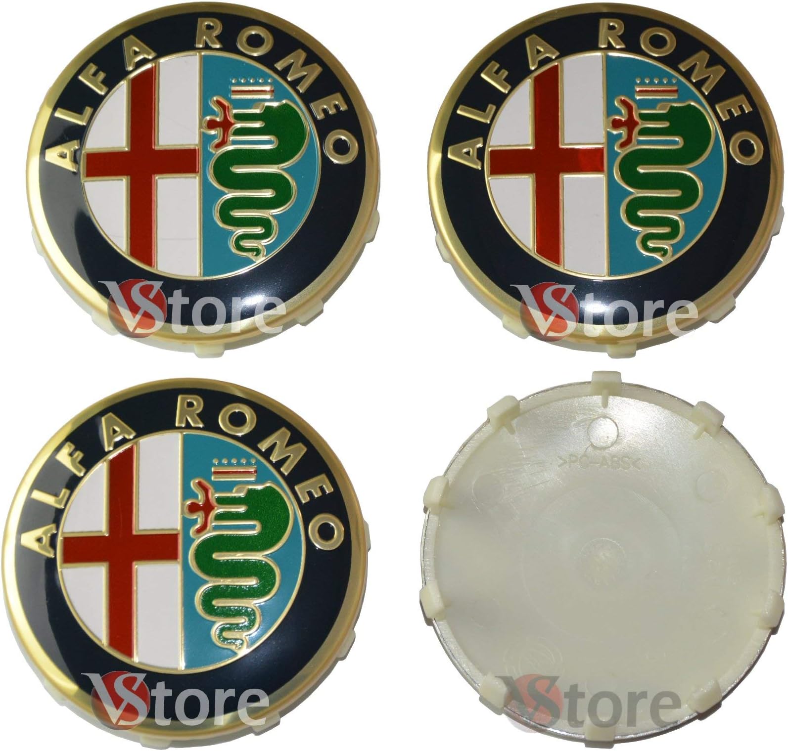 Lot De 4 Bouchons De Moyeu 60mm Pour Jantes Alfa Romeo - Noir - Compatible Giulietta, 147, 159, 156, Brera