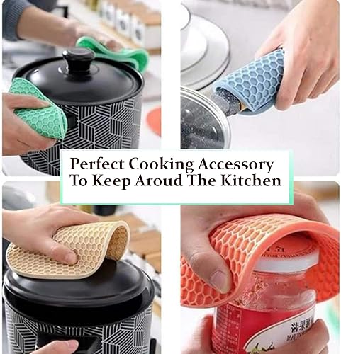 Miniatura 4 de Mxmll - Juego de 4 salvamanteles redondos de silicona resistentes al calor de 7 pulgadas, protegen la encimera de la mesa de ollas y sartenes