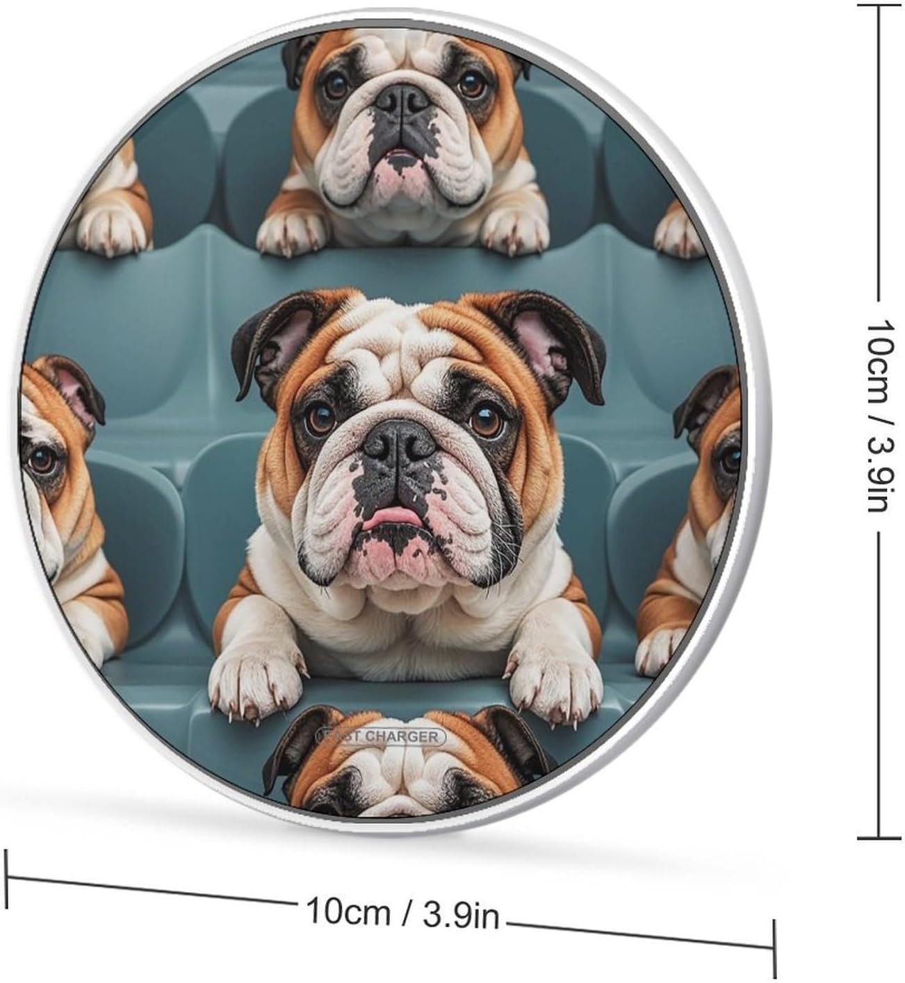 Funny English Bulldog Wireless Charger Portable Fast Charging Pad Lightweight Wireless Charging Pad 10W Slim Charging Station for Phone Charger Mat for Travel Home Office Desk image 2