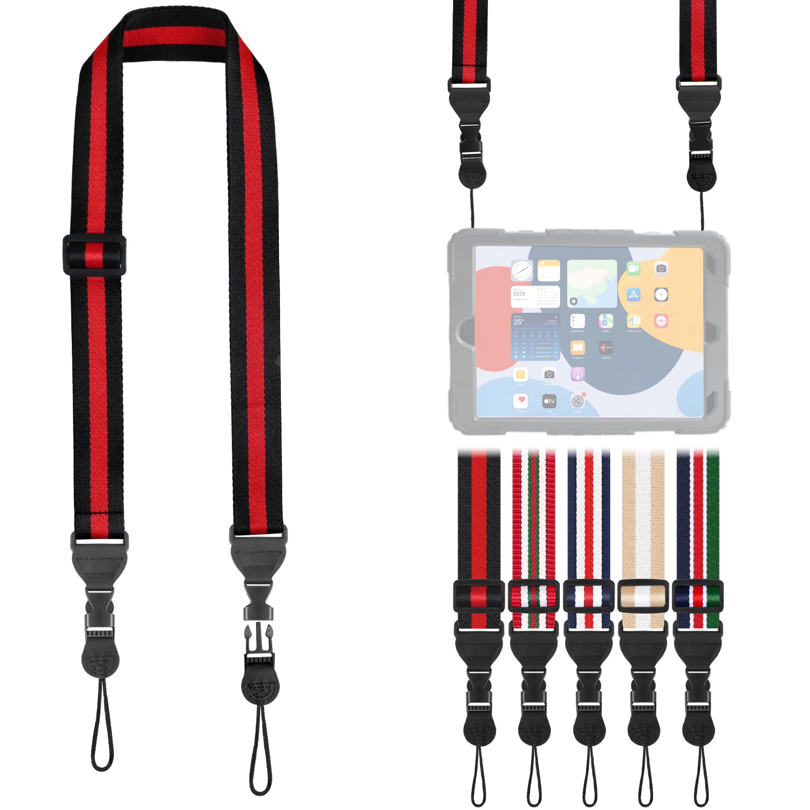 FIEIL Adjustable Shoulder Strap, Comfortable for Camera Neck Lanyard iPad Strap iPad Strap for iPad, Camera, Binocular, Crossbody, Tablet, Laptop, Binocular, Luggage Bag(Black, Red &amp; Black A16)