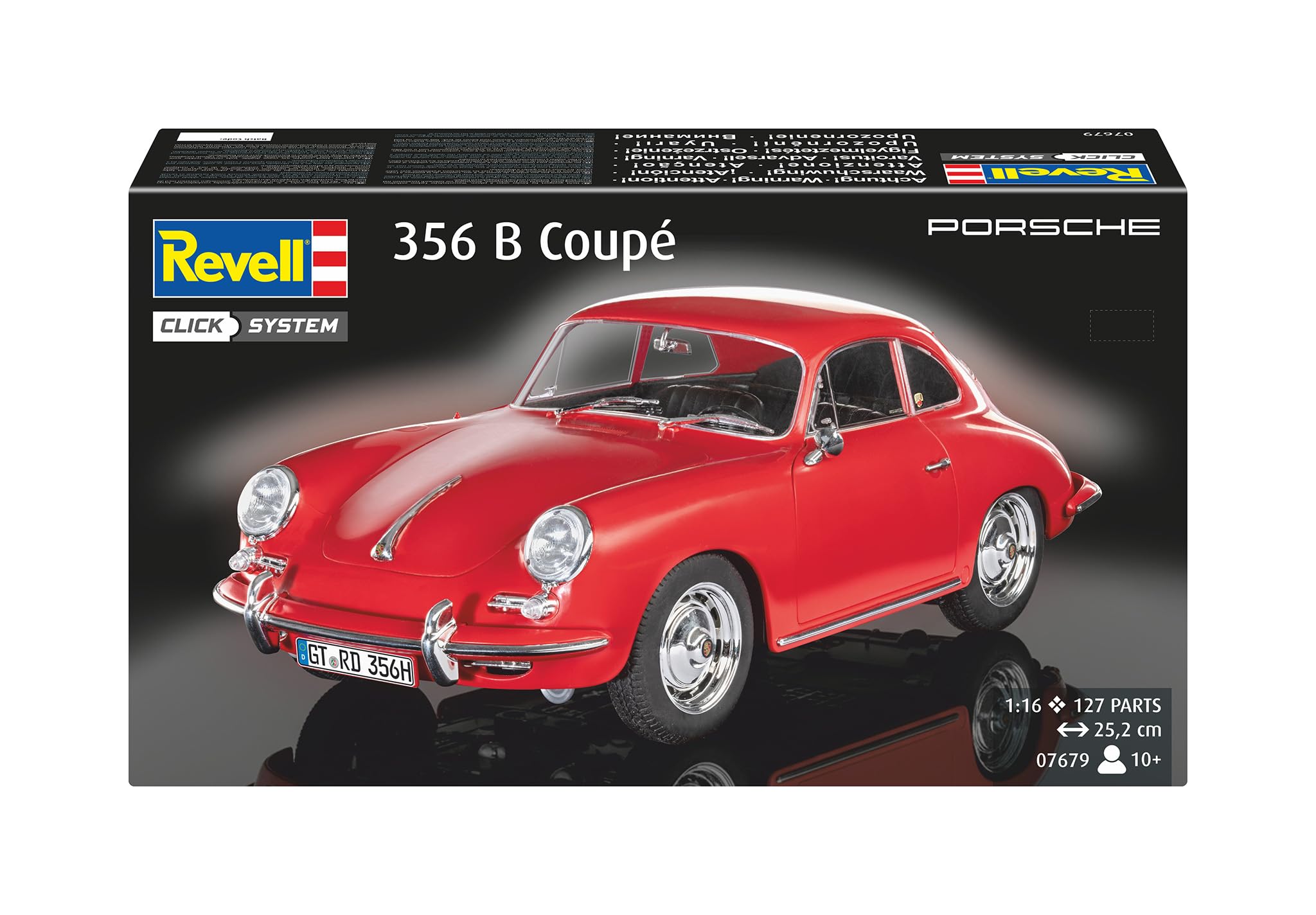 Revell 07679 Legendarny Oldtimer Porsche 356 Coupé do samodzielnego montażu, zestaw do samodzielnego montażu, model 1:16, 25 cm, zestaw modelarski z systemem Easy Click, kolorowe elementy, dla