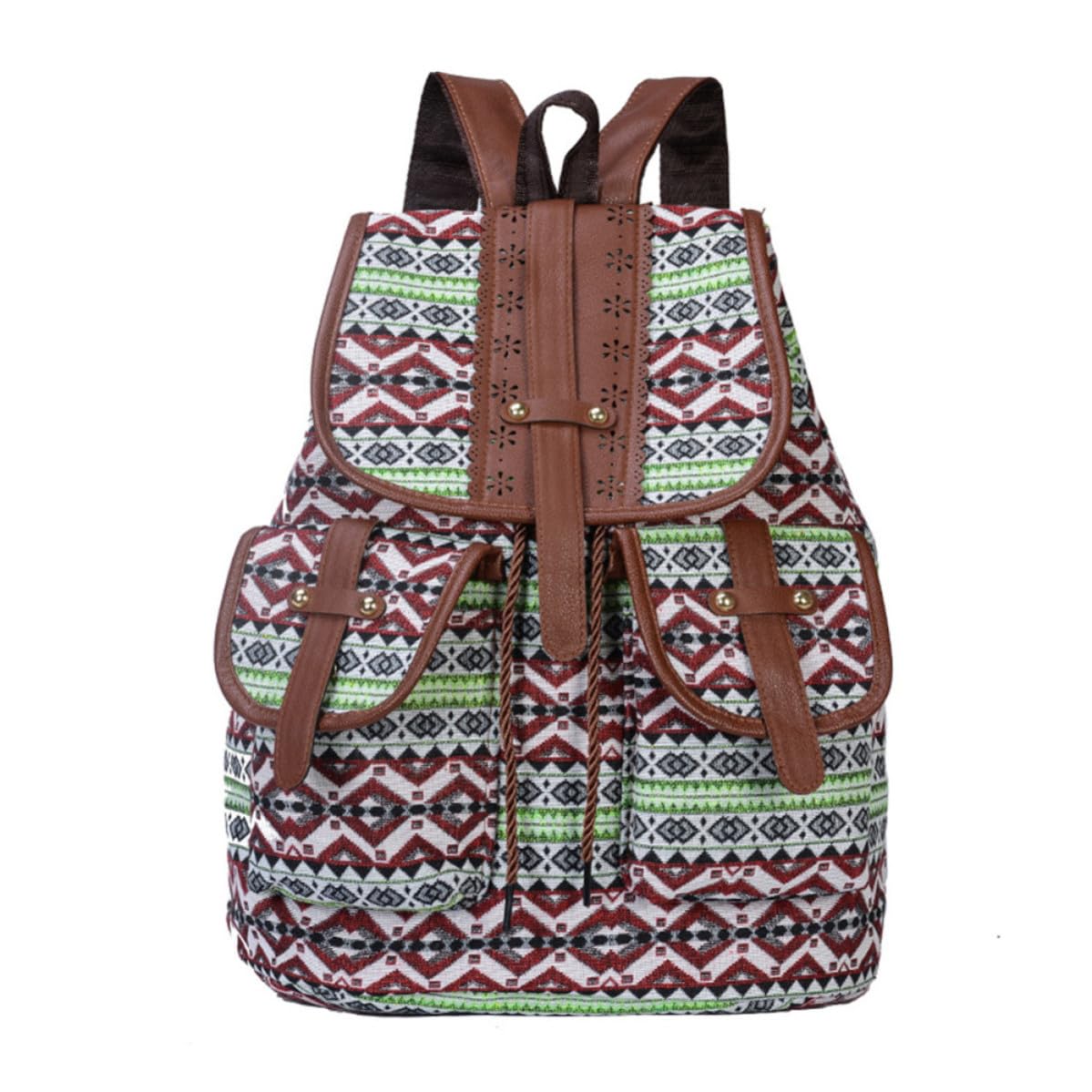 Mochila de lona con cordon resistente estilo etnico y vintage 8