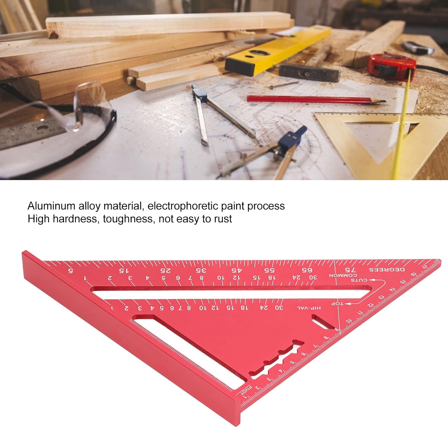 Aladeno Woodworking Triangle Aluminum Alloy Triangle Ruler 7.3 × 10.2inch Woodworking Measuring Triangle Tool Carpenter Square for Determining and Marking Angles and Square Cutting (-1011220164412)