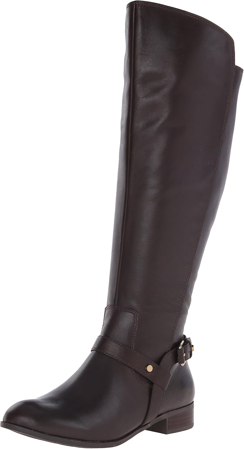 Anne Klein Women's Kahlan Wide Calf Leather, Brown, 5 M US
