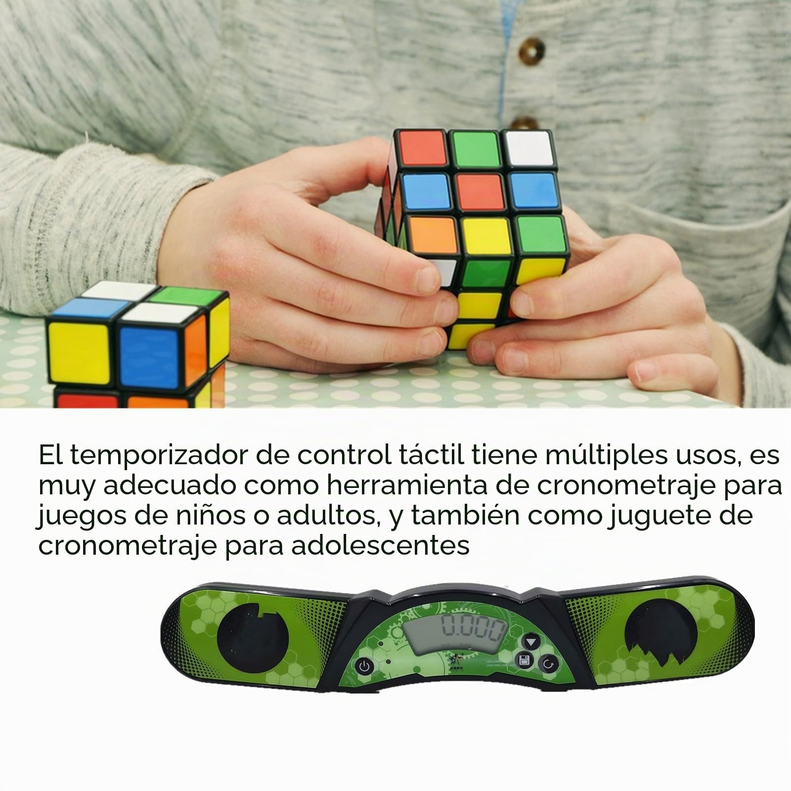 Temporizador de Velocidad para Cubo - Control Táctil, Pantalla Profesional, Cálculo Automático para Competición, Cumpleaños, Navidad (Negro)