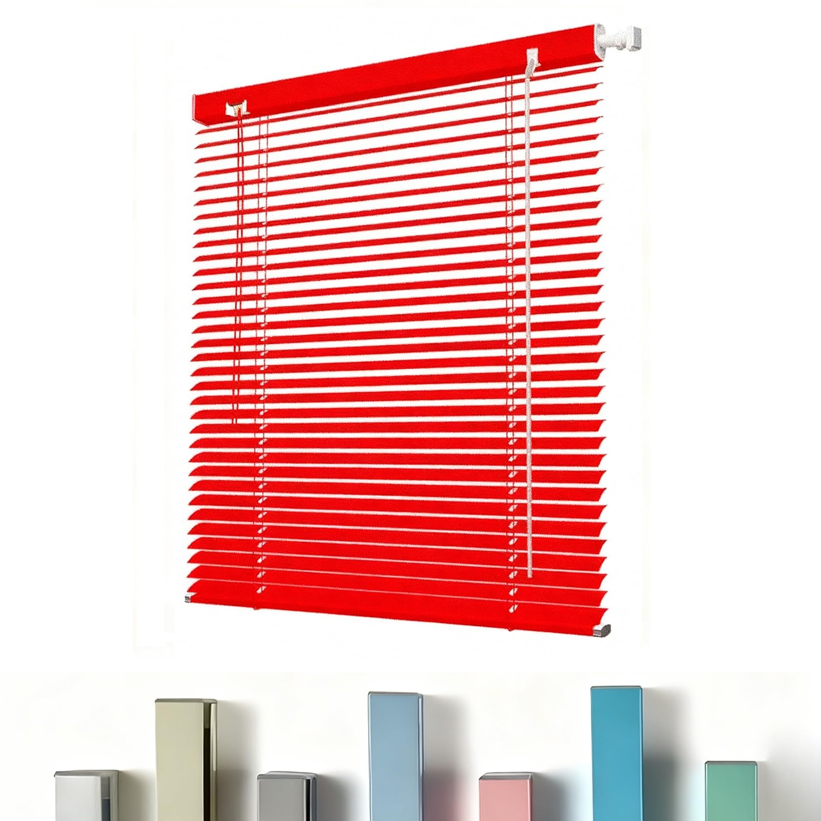 Generic ο»ΏVenetian Blinds No Drill for Windows, Blackout Horizontal Window Blinds & Shades Custom, Privacy Blind Cordless for Indoor Home Office Room Windows Easy Install(Red)
