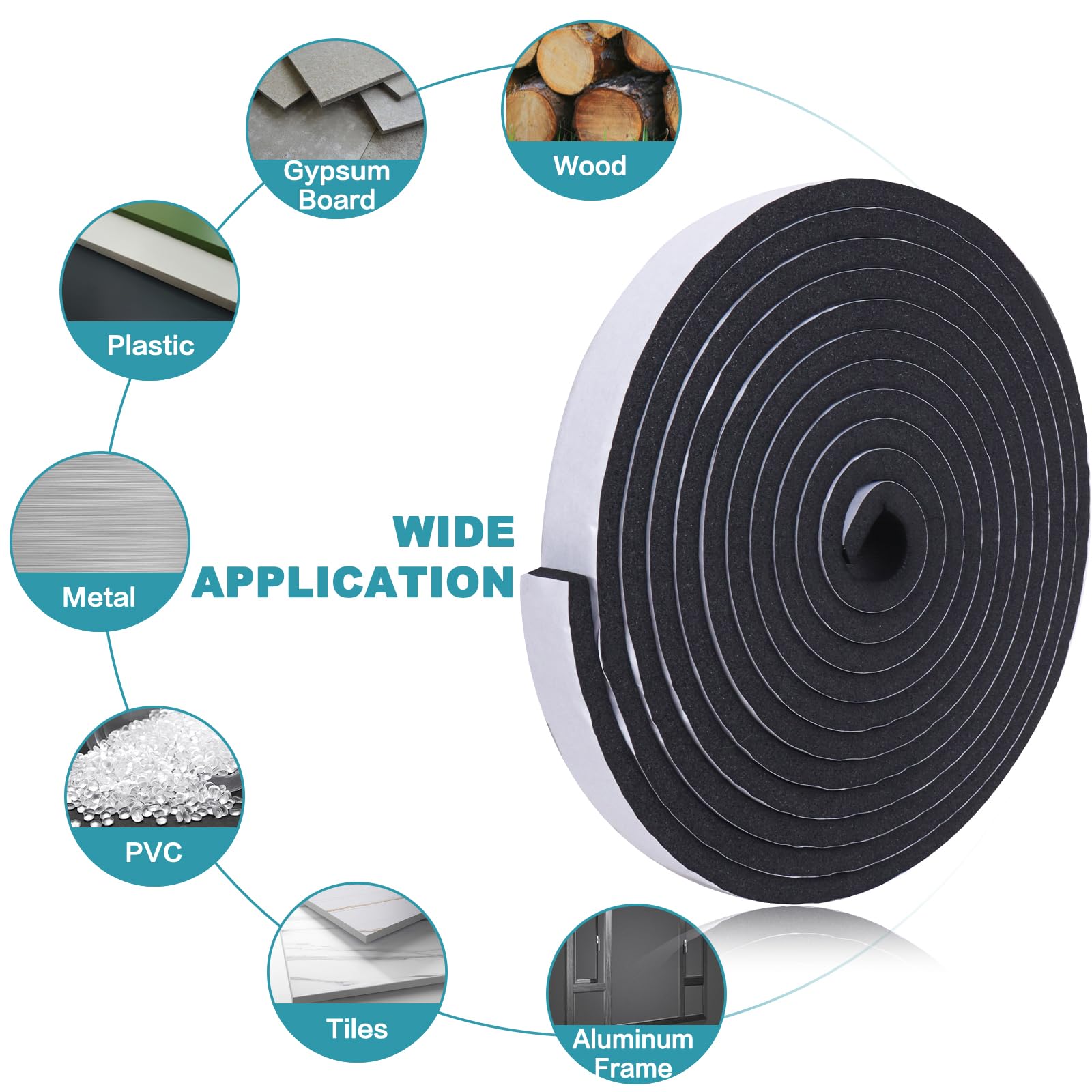 Bande D'étanchéité Autocollante En Mousse, Haute Densité, 25 Mm (l) X 20 Mm (P), Pour Fenêtres Et Portes, Protection Contre Les Intempéries, Isolation Acoustique, Protection Contre Les Chocs, Longueur