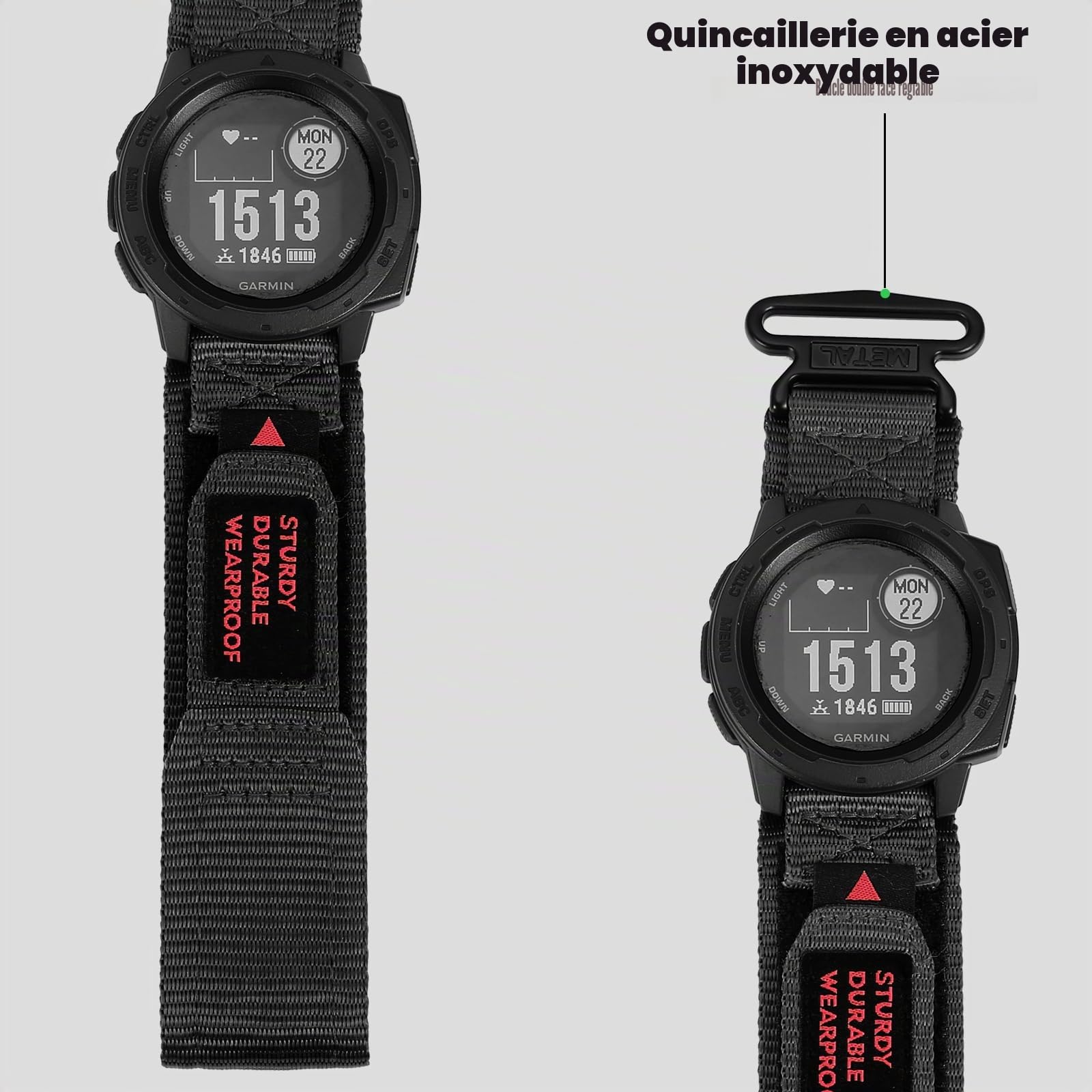 OTOPO Bracelet de montre pour Garmin Instinct/Instinct 2 Solar - Bracelet de rechange en nylon pour homme et femme - Pour Garmin Instinct Tactical/Esports/Solar/Tide