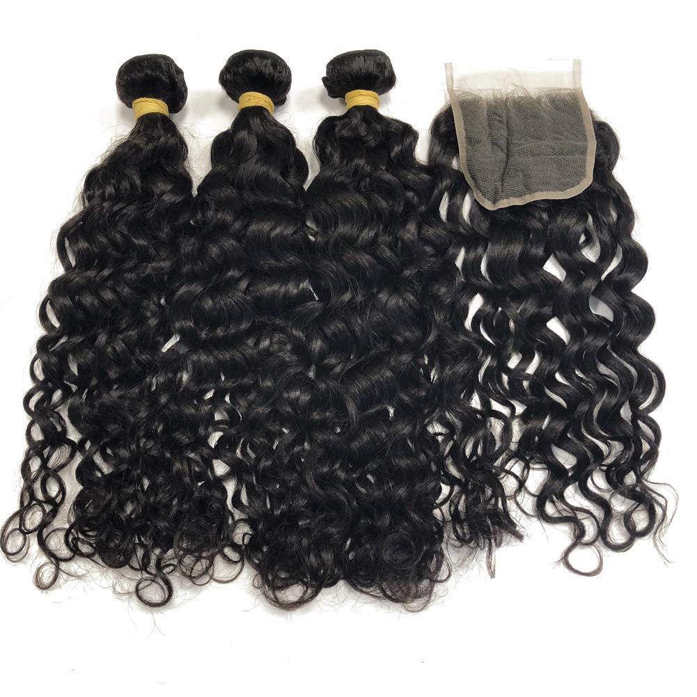 Brazilian Virgin Hair With Lace Closure 4pcs Lot Natural Wave 20 22 24 With 18 Inch Top Closure With Bundles Hair Extension