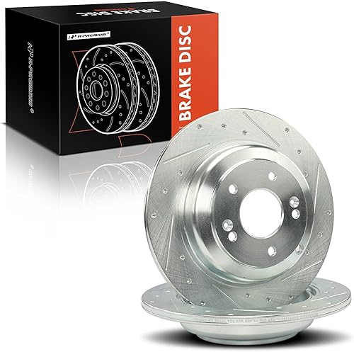 Miniatura 8 de A-Premium Rotores de freno de disco traseros perforados y ranurados de 12.36 pulgadas (12.362 in) compatibles con modelos Hyundai Genesis Coupe 2010