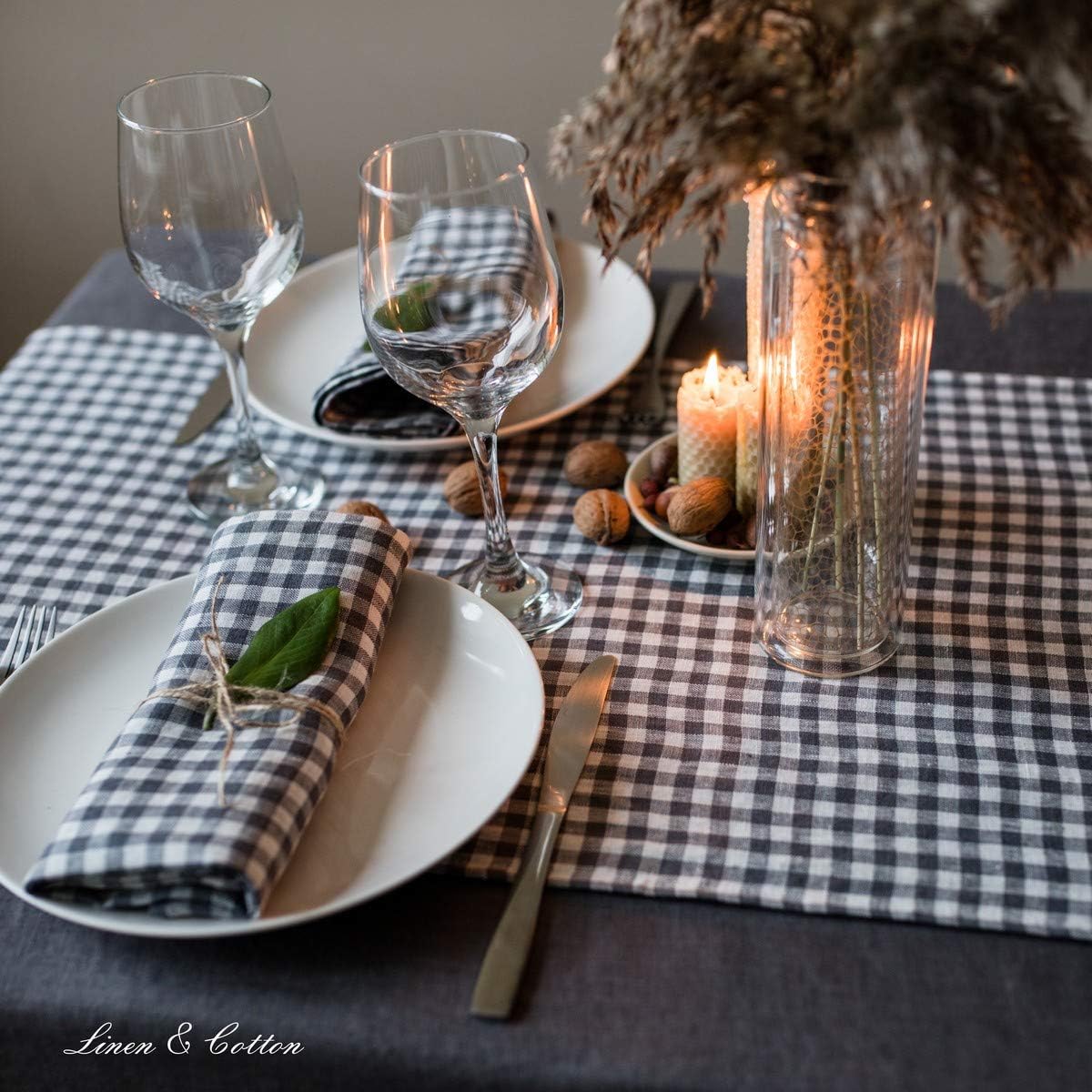 Linen & Cotton Rustic Table Runner Estella, 100% Linen - Image 4