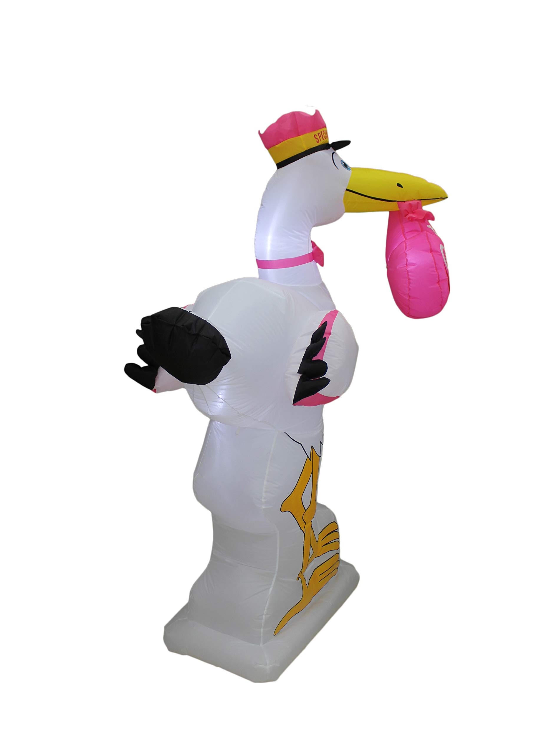 6 Foot Tall Baby Shower Inflatable Pink Stork It's a Girl Special Delivery Baby Announcement LED Lights Lighted Blowup Party Decoration for Outdoor Indoor Home Celebration Garden Yard Lawn Prop