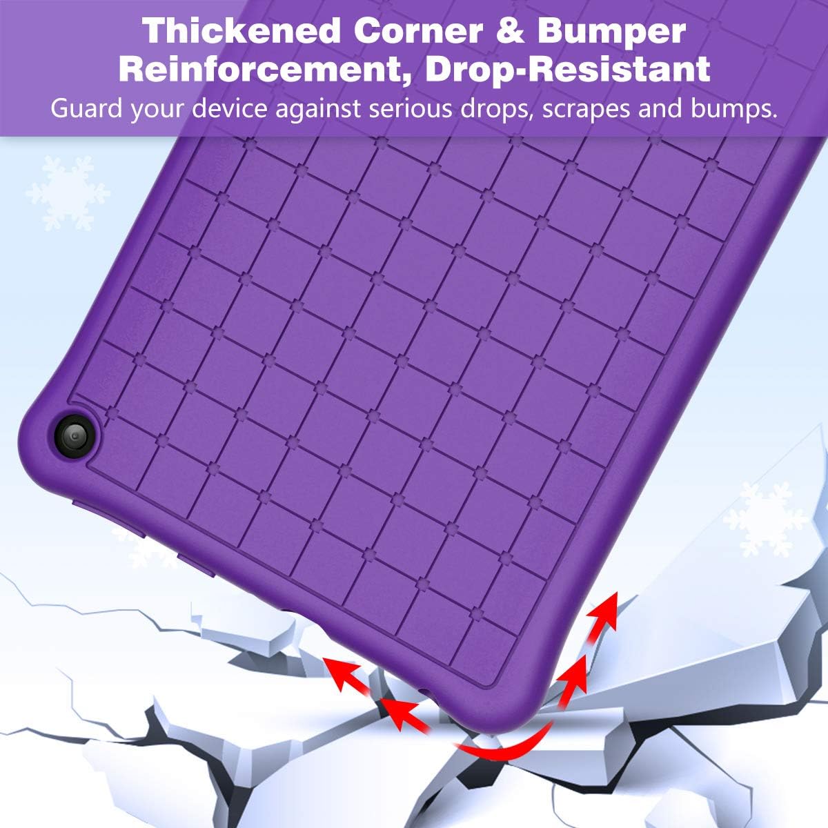 MoKo Case Fits Kindle Fire HD 8 & 8 Plus Tablet (10th Generation, 2020 Release), Flexible Soft Silicone Back Cover Impact-Resistant Shell - Purple